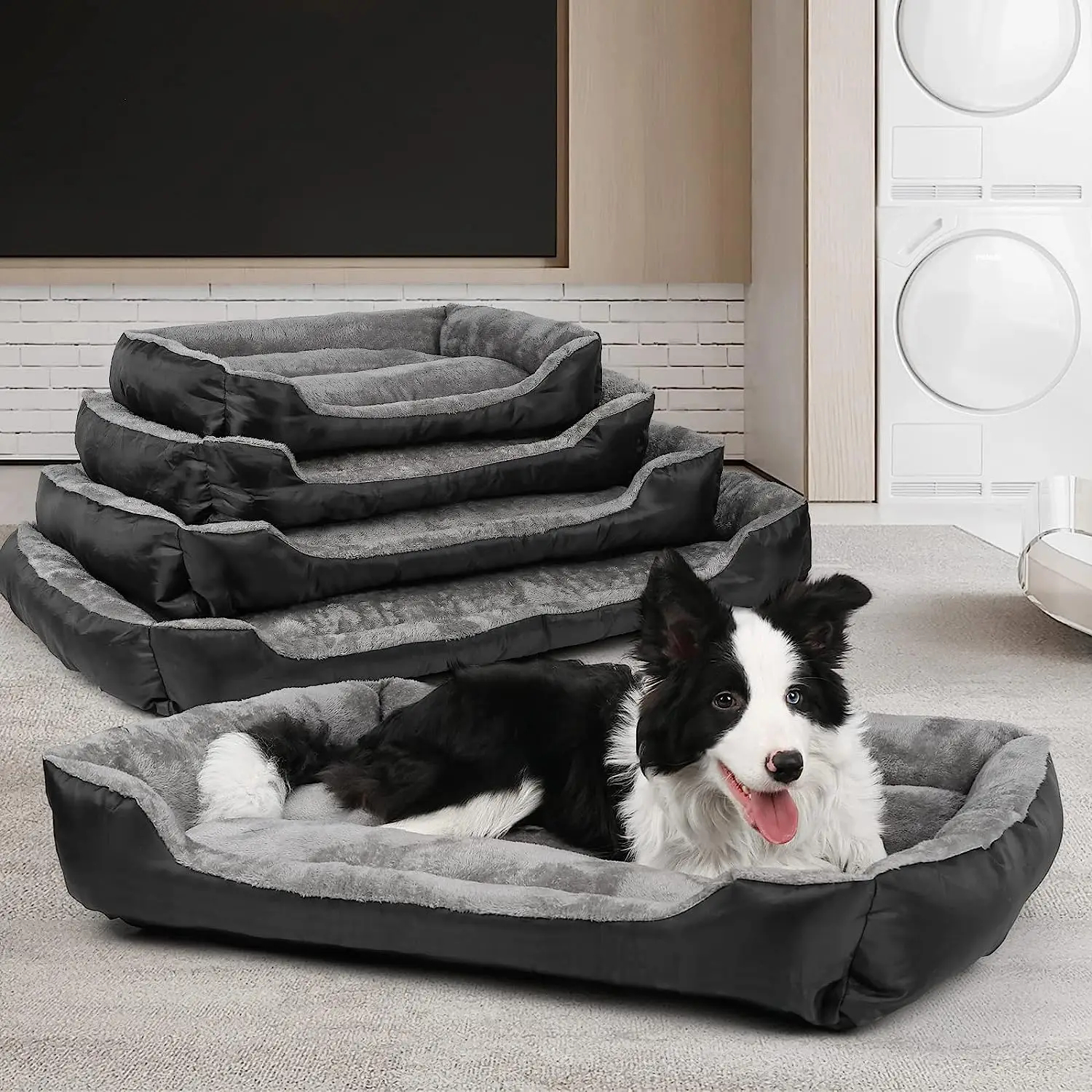 ATUBAN Dog Bed, Dog Beds for Large Medium Dogs, Rectangle Washable Dog ...